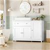 Getone Mobiletto da bagno sotto lavabo, mobiletto da bagno, mobiletto da terra con 3 ante 1 cassetto 90x30x61,8 cm bianco