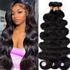 OKVOKV Extensioni di Capelli Umani Vergini Brasiliani Ondulati da 42 Pollici, Neri Naturali, Grado 12A, Non Lavorati, Extension di Capelli Veri Umani a Tutto Volume