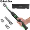 taskstar Chiave dinamometrica digitale TaskStar da 3/8 di pollice con adattatore da 1/4 e 1/2 di pollice, testa a cricchetto bidirezionale, precisione ±2%, per la manutenzione di biciclette e motociclette