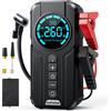 BSMOOM Compressore d'aria per avviamento di emergenza per auto con Power Bank 150PSI Pompa d'aria Booster di emergenza per batteria per auto con luce a LED