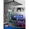 washower Set doccia grigio Sistema doccia con display digitale intelligente a quattro funzioni Set di rubinetti per doccia con chiave per pianoforte pressurizzata a pioggia