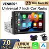 VENBES Autoradio 1 Din 7 pollici CarPlay Android Auto Mirror Link Telecamera di retromarcia impermeabile BT 5.0 AUX USB TF