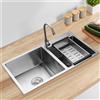 NONE Lavello da cucina a doppia ciotola in acciaio inossidabile Riduzione del rumore Drenaggio efficiente Anti-condensazione Facile da pulire
