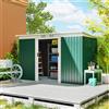 Outsunny Casetta da Giardino Porta Utensili in Lamiera di Acciaio con Fondazione, Capanno da Giardino in Acciaio con Porte Scorrevoli, 280x130x172cm, Verde Scuro