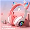 yggcoo Simpatico auricolare Bluetooth con orecchio di gatto con auricolare wireless a LED per bambini, auricolare sportivo pieghevole stereo per ragazze con microfono