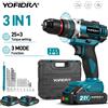 YOFIDRA 3IN1 Trapano a percussione elettrico 25 + 3 Coppia Tenuto in mano Cordless Trapano a percussione Lavorazione del legno Strumento elettrico per Makita 21V Batteria Spille