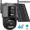WONSDAR 4G SIM Card Telecamera solare 24 ore di registrazione video Telecamera IP esterna Tre schermi Monitoraggio automatico Sorveglianza di sicurezza iCSee