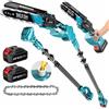 SEESII Motosega Elettrica Senza Fili 8'' con Asta di Prolunga 3M, Sega Elettrica 2-in-1 per Potatura Alberi, Taglia Rami e Potatore