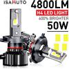 FD MOTORENTEILE Germany ISAMUTO Faro principale 50W 4800LM H4 9003/HB2 LED H7 Faro per auto 6500K Bianco Max Lumen Watt Lampadine LED 2X
