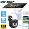 GENBOLT Telecamera di Sicurezza Solare 4G Senza WiFi per Esterni, Doppia Lente con Faretto, Visione Notturna a Colori, Registrazione 24/7, 8W 15600mAh HCCTV