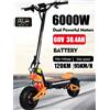 EU X5 6000W 60V 38AH Scooter elettrico a doppio motore Velocità massima 90 km/h Freno idraulico Display LCD Chilometraggio massimo 90 km Escooter pieghevole