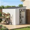 Outsunny Casetta da Giardino 2.81m² in Acciaio Zincato con Kit Fondazione, Capanno Porta Attrezzi Addossato con Ripiani Regolabili, Ganci, Tetto Inclinato, Prese d'Aria, Porta Scorrevole