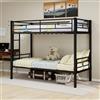 NONE Letto a Castello in Metallo Twin Over Twin, Struttura Nera Resistente con Sponde di Sicurezza e Scala, Convertibile Salvaspazio per Arredamento Bambini e Ragazzi