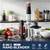 ROUNY Frullatore manuale ad immersione da 1500 W 6 in 1, albero e lame in acciaio inossidabile, tritatutto da 500 ml/bicchiere/frusta da 600 ml, contenitore a scatto