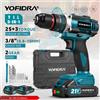 Yofidra Trapano a Percussione Elettrico YOFIDRA 25+3 con Coppia Regolabile, 3 in 1, Senza Fili, Utensile Elettrico per Falegnameria, Compatibile con Batteria Makita