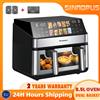 sinaopus Friggitrice ad Aria Calda da 8,5L 2000W con Doppio Cestello e Finestra LED Touch, Forno con 10 Programmi, Senza Olio, Ideale per Famiglie e Salutare
