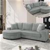 Divano angolare a L - Divano 4 posti, 256,5 x 133,5 x 89 cm, velluto a coste classico, design modulare con pouf ovale, 2 cuscini