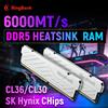 KingBank RAM DDR5 8GB / 8GBx2 / 16GBx2 6000MHz Memoria Desktop CL36/CL30 XMP 3.0/AMD EXPO con Dissipatore di Calore Argento