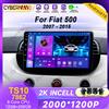 NONE Autoradio Android con DVD per Fiat 500 2007-2015, Lettore Multimediale con GPS, Unità di Navigazione, CPU ad Alte Prestazioni, WIFI 4G