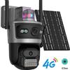 Wonsdar Telecamera Solare 4G AOV per Esterni con 3 Schermi, Tracciamento Automatico, Sorveglianza di Sicurezza, Allarme in Tempo Reale, Visione Notturna Intelligente, Monitoraggio iCsee