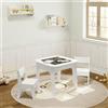 WOLTU Tavolo bianco per bambini con 2 sedie, spazio per riporre oggetti, scrivania, piano del tavolo bifacciale per bambini, studio, apprendimento, lettura