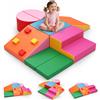Rbefeuly Set di blocchi di schiuma da 7 pezzi per i più piccoli 1-3 anni Parco giochi al coperto Arrampicata Crawing Giocattolo in schiuma Kit da gioco in palestra Copertura in pelle leggera