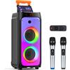 FanFun Macchina per karaoke T8 per adulti, altoparlante per grandi feste con potenza di picco da 500 W, sistema PA wireless con doppi subwoofer da 8", luci da discoteca