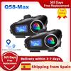 XINOWY Q58-Max Auricolare Bluetooth per casco da moto Interfono con illuminazione a LED Doppia radio FM stereo da 500M Interfono IP65 Impermeabile