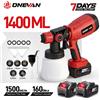 ONEVAN 1400ML 850W Pistola a spruzzo elettrica portatile senza fili per verniciatura di mobili in acciaio, utensile elettrico compatibile con batteria Makita 18V.