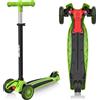 NONE SEJOY Scooter pieghevole per bambini Altezza regolabile Monopattino a 3 ruote con ruote Flash Monopattino per regalo per bambini di 3-12 anni