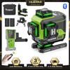 Huepar Z04CG + LR-8RG 4D 16 linee Fascio verde Linea trasversale Livello laser Schermo LCD Bluetooth e telecomando con 2 batterie agli ioni di litio