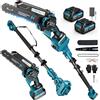 Rinoxar Motosega Telescopica 2-in-1 Mini 8 Pollici, 1200W Spazzola con 2 Batterie, Serbatoio Olio 50ml, Portata Lavoro 4M