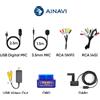 Ainavi Cavo RCA multifunzione Ainavi per auto, sistema multimediale Android, microfono digitale USB, slot per scheda 4G, microfono da 3,5 mm, OBD, DAB+