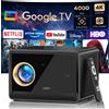 XIWBSY Proiettore XIWBSY 4000ANSI Google TV 4K Android 14.0, Proiettore Ottico Sigillato 52000 Lumen, WiFi6, Assistente Vocale Google