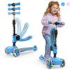 SEJOY Monopattino per bambini SEJOY per età compresa tra 3 e 10 anni - Chiusura con un solo clic, 3 ruote luminose e altezza regolabile, monopattini per bambini