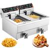 NONE Friggitrice Elettrica Commerciale SucceBuy 2 x 11.6Qt/11L Doppia in Acciaio Inossidabile con Filtrazione Olio, da Banco