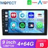 Mopect Autoradio Android MOPECT 9 pollici, doppio DIN, Wireless Carplay, lettore multimediale universale 9 pollici 4+64G, stereo per auto con GPS, Wi-Fi, compatibile con APPLE CARPLAY e ANDROID Auto