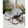 HiMISS Sedia a dondolo in rattan con cuscino spesso, moderna poltrona a uovo in vimini oversize per esterni, patio, giardino, interni e arredamento domestico