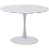 GrandCA HOME Tavolo da Pranzo Rotondo 110CM, Elegante Tavolo Nordico Bianco con Piano a Tulipano, Tavolo Versatile per Cucina, Caffè, Balcone, Bianco/Nero