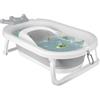 NONE Vasca da bagno pieghevole adatta per neonati 0-36 mesi, ergonomica e bulkless, con termometro acqua, sedile, cuffia da bagno, 82X43X20 cm, grigio, orso/corona/coniglio/foglia