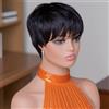 AMYTUD Parrucche Pixie Cut Bob Corto Liscio in Capelli Umani con Frangia, Capelli Remy Brasiliani, Completamente Realizzate a Macchina, Senza Colla, per Donna