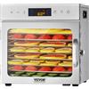 succebuy Essiccatore Alimentare SucceBuy con 6/8 Vassoi in Acciaio Inossidabile, 400W, Elettrico, con Temperatura Regolabile e Timer 24 Ore