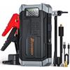 POPDEER PD-JA3 Avviatore di Emergenza 4-in-1 5000A, Compressore d'Aria 150PSI, Powerbank USB 12V con Display LCD, per Benzina 10L/Diesel 8L