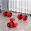 HOMCOM Set di Manubri Pesi 2 in 1 da 30kg, Dischi con Rivestimento in Plastica Antigraffio, Rosso e Nero