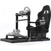 NONE Postazione di Guida Minneer con Sedile in PVC Nero - Telaio Regolabile in Lega di Alluminio 3060, Compatibile con i Principali Marchi di Volanti