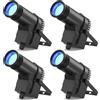 U'King 4 Pezzi 30W RGBW LED Pinspot Light DMX512 Faretto Colorato Effetto Luce Scenica Sfera Specchiata Pin Spot Light per DJ Disco