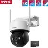 ZOSI Telecamere di Sicurezza WiFi ZOSI 4K per Casa, 8MP/4MP/2MP, per Interni/Esterni, Impermeabili, con Tracciamento Automatico delle Persone, Telecamera di Sorveglianza PTZ