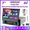 ESSGOO Autoradio ESSGOO Android15 7" 6+128 GB 1 DIN Manuale Retrattile Estraibile Touchscreen 4G LTE CarPlay Wireless Android Auto RDS Equalizzatore Navigazione GPS WiFi Bluetooth FM AM Mirror Link Controlli