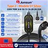 Junsun Wallbox 3.5kW 7kW Caricatore EV Tipo 2 6A‑32A IP65 App Mobile WiFi Bluetooth Monitoraggio in Tempo Reale Timer per Tesla Model 3 Y BYD VW ID4 Renault Nissan Kia Fiat 500e Jeep Alfa Romeo Tonale