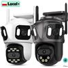 Wonsdar Telecamera IP WIFI a tre obiettivi, tre schermi, telecamera da esterno con tracciamento automatico, monitoraggio intelligente, visione notturna, videosorveglianza iCsee